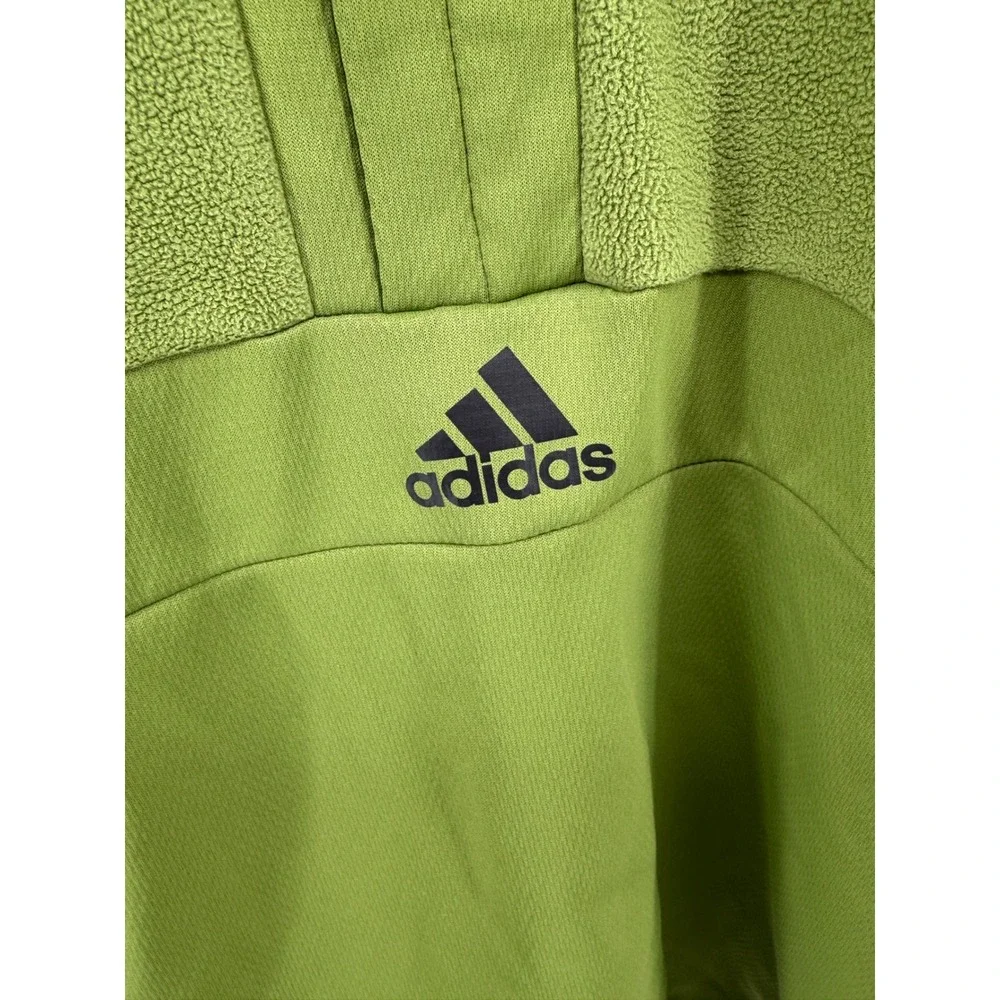 Adidas Mens 1/4 Zip Fleece Hoodie Olive Green‎ Mixed Media Pullover Size M